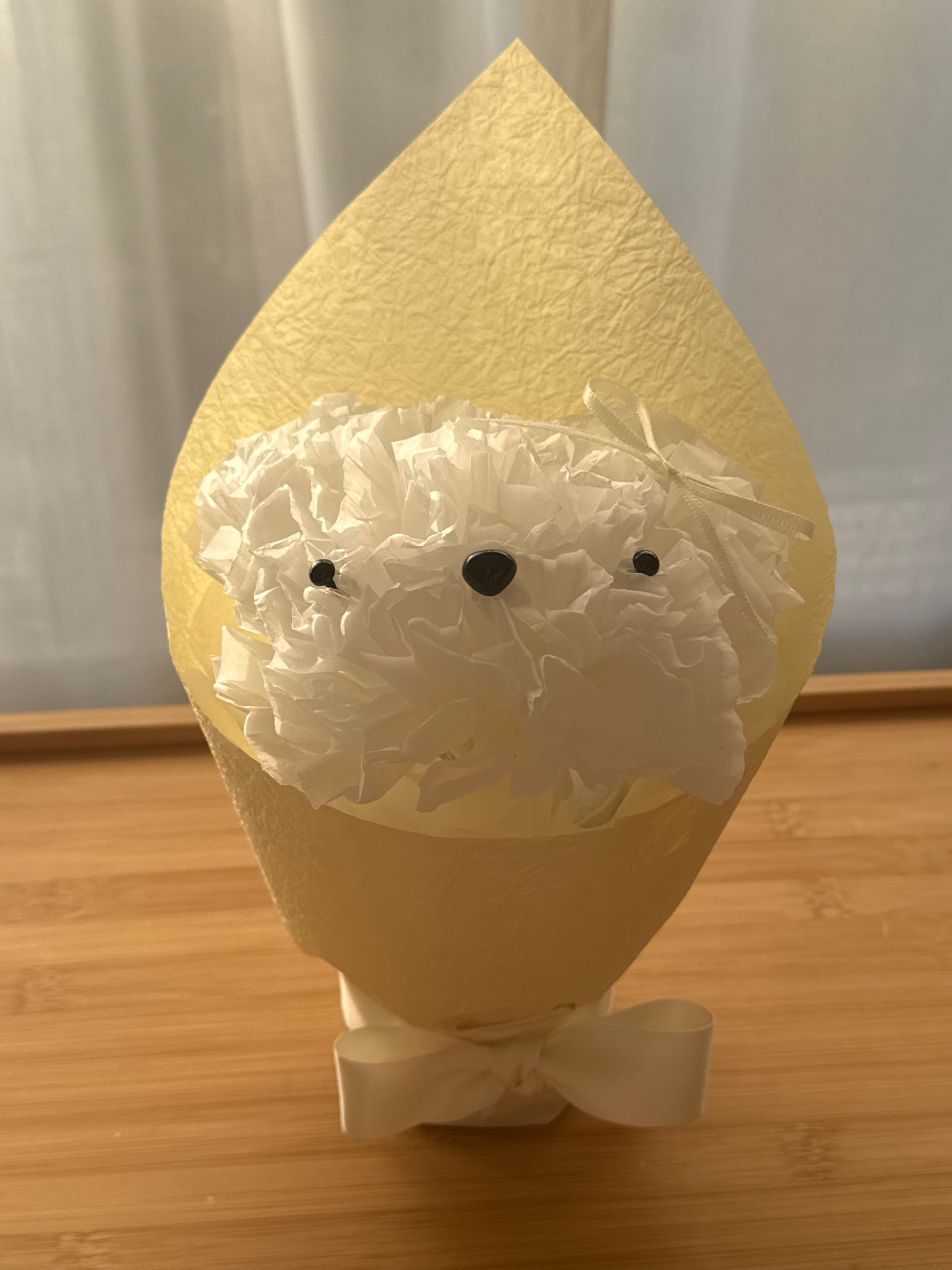 White Puppy with a Bow ૮₍ ´ ꒳ `₎ა (Light Yellow)